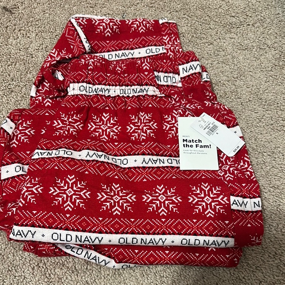 Old Navy Red and White Nordic Pattern Joggers